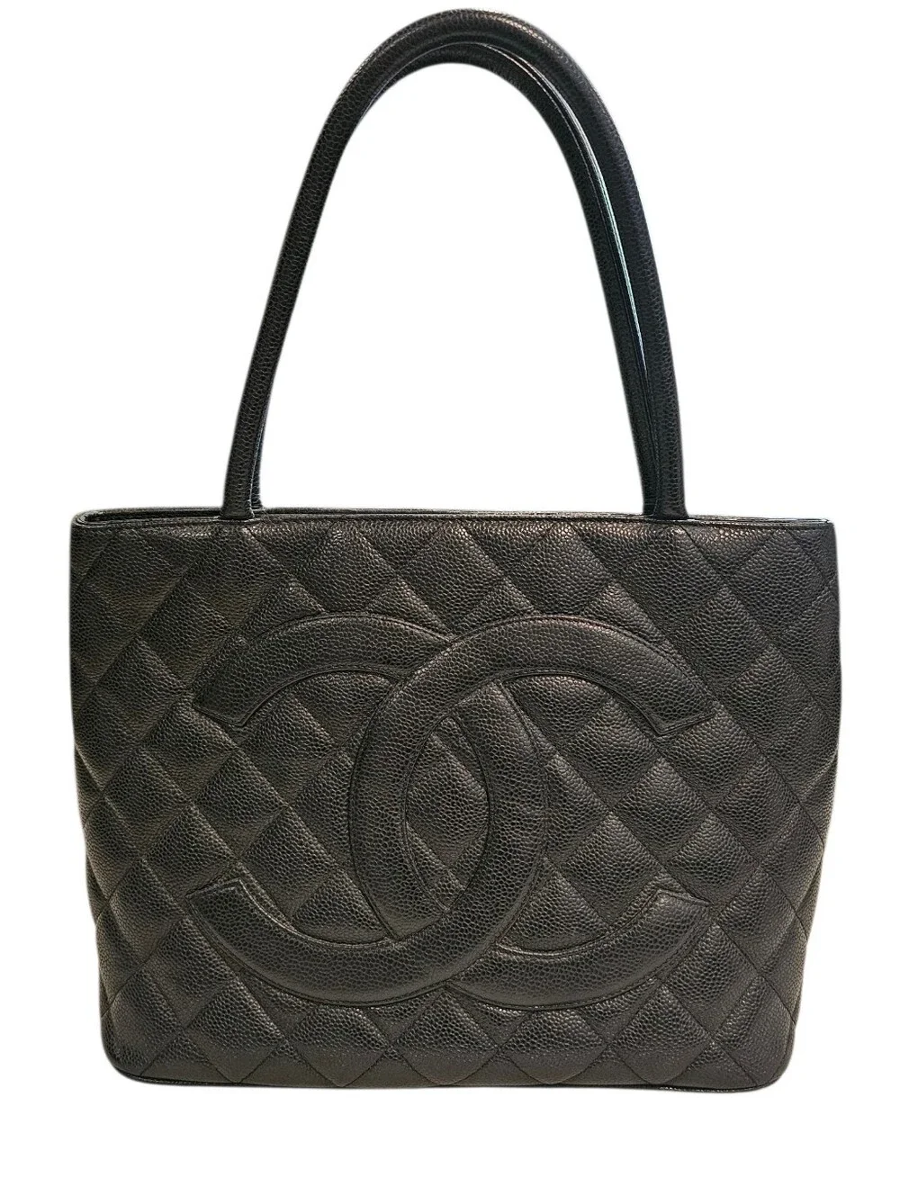 CHANEL BLACK CAVIAR LEATHER TOTE EUC